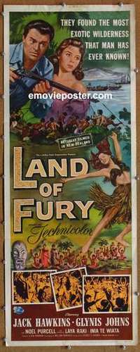 b352 LAND OF FURY insert movie poster '55 Glynis Johns, Jack Hawkins