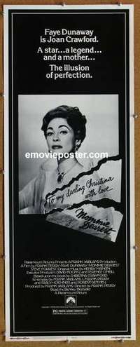 b404 MOMMIE DEAREST insert movie poster '81 Faye Dunaway as Crawford!