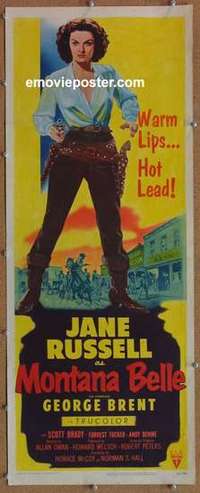 b406 MONTANA BELLE insert movie poster '52 Jane Russell, Brent