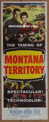 b407 MONTANA TERRITORY insert movie poster '52 Lon McCallister