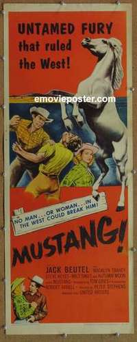 b411 MUSTANG insert movie poster '59 Jack Buetel, untamed fury!