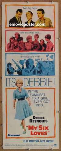 b412 MY 6 LOVES insert movie poster '62 Debbie Reynolds, Robertson