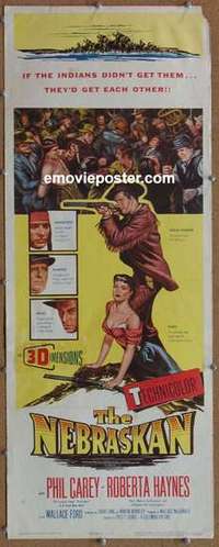b416 NEBRASKAN insert movie poster '53 3D Phil Carey, Roberta Hayes