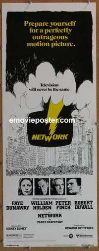 b417 NETWORK insert movie poster '76 Paddy Cheyefsky classic!
