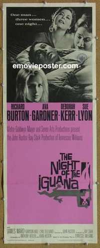 b419 NIGHT OF THE IGUANA insert movie poster '64 Burton, Gardner, Lyon