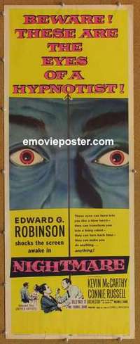 b423 NIGHTMARE insert movie poster '56 Edward G. Robinson