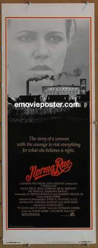 b424 NORMA RAE insert movie poster '79 Sally Field, Ron Leibman