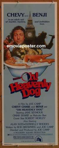 b428 OH HEAVENLY DOG insert movie poster '80 Chevy Chase, Benji!