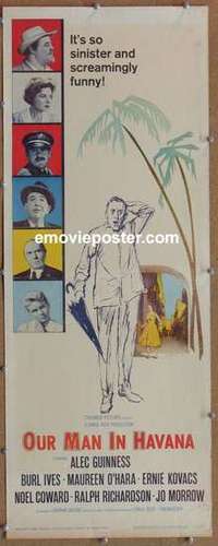 b440 OUR MAN IN HAVANA insert movie poster '60 Alec Guinness, Ives