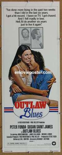 b441 OUTLAW BLUES insert movie poster '77 Peter Fonda, Saint James