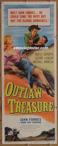 b442 OUTLAW TREASURE insert movie poster '55 Adele Jergens