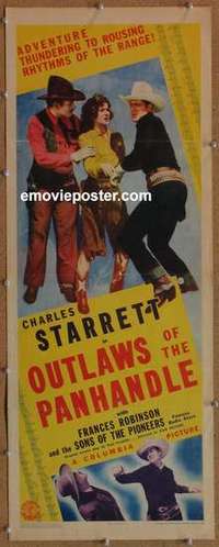 b445 OUTLAWS OF THE PANHANDLE insert movie poster '41 Charles Starrett