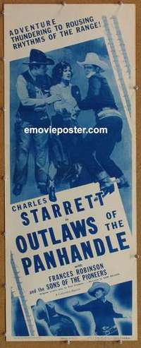 b446 OUTLAWS OF THE PANHANDLE insert movie poster R53 Charles Starrett