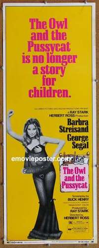 b447 OWL & THE PUSSYCAT insert movie poster R73 Barbra Streisand