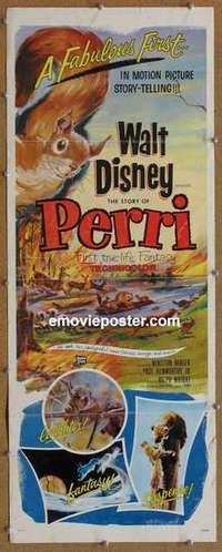 b453 PERRI insert movie poster '57 Walt Disney True-Life Fantasy!