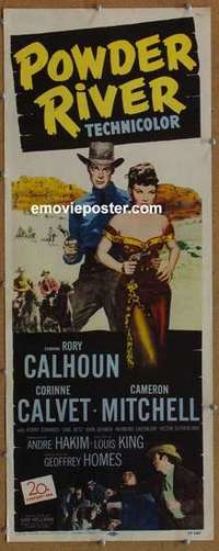 b468 POWDER RIVER insert movie poster '53 Rory Calhoun, Calvet