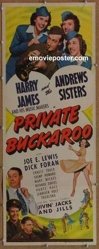 b473 PRIVATE BUCKAROO insert movie poster '42 Andrews Sisters!
