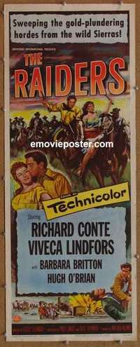 b478 RAIDERS insert movie poster '52 Richard Conte, Lindfors