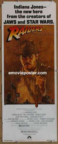 b479 RAIDERS OF THE LOST ARK insert movie poster '81 Harrison Ford