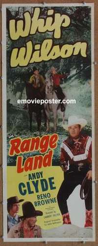b485 RANGE LAND insert movie poster '49 Whip Wilson, Andy Clyde