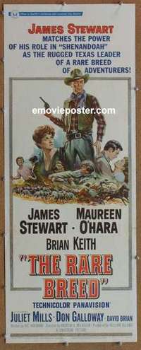 b486 RARE BREED insert movie poster '66 James Stewart, Maureen O'Hara