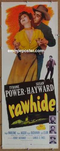 b487 RAWHIDE insert movie poster R56 Tyrone Power, Susan Hayward