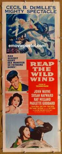 b488 REAP THE WILD WIND insert movie poster R54 John Wayne, Milland