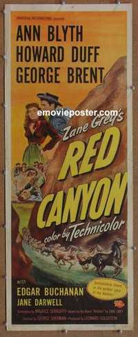 b489 RED CANYON insert movie poster '49 Zane Grey, Ann Blyth, Duff