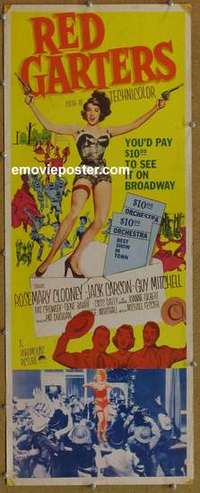 b491 RED GARTERS insert movie poster '54 Rosemary Clooney, Carson