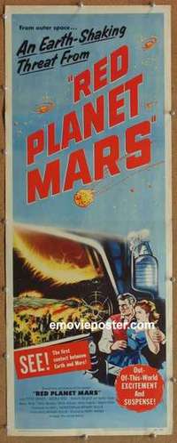 b492 RED PLANET MARS insert movie poster '52 Peter Graves, sci-fi!