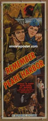 b495 REMEMBER PEARL HARBOR insert movie poster '42 Red Barry, WWII
