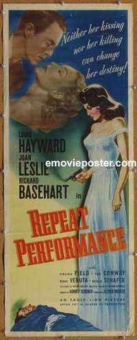 b496 REPEAT PERFORMANCE insert movie poster '47 Hayward, Leslie