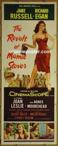 b499 REVOLT OF MAMIE STOVER insert movie poster '56 Jane Russell, Egan