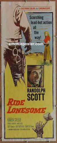 b500 RIDE LONESOME insert movie poster '59 Randolph Scott, Boetticher
