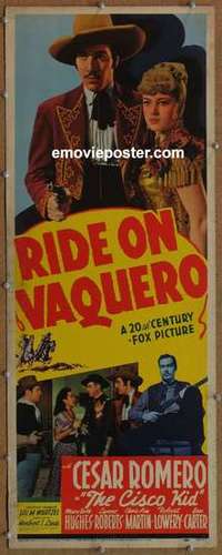 b501 RIDE ON VAQUERO insert movie poster '41 Romero, Cisco Kid!