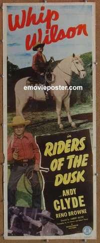b502 RIDERS OF THE DUSK insert movie poster '49 Whip Wilson, Clyde