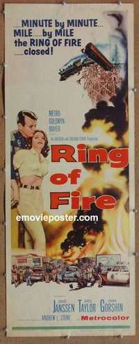 b504 RING OF FIRE insert movie poster '61 David Janssen, Taylor