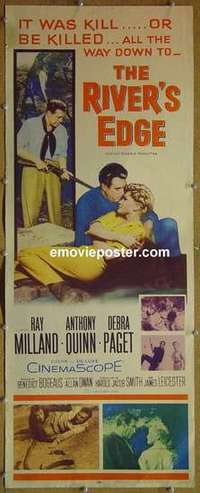 b508 RIVER'S EDGE insert movie poster '57 Ray Milland, Anthony Quinn