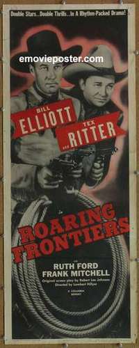b510 ROARING FRONTIERS insert movie poster R55 Bill Elliot, Ritter
