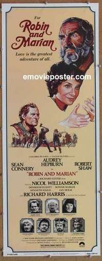 b513 ROBIN & MARIAN insert movie poster '76 Connery, Audrey Hepburn