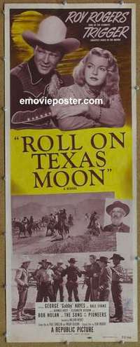 b516 ROLL ON TEXAS MOON insert movie poster R52 Roy Rogers, Evans