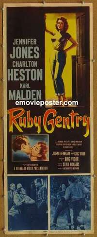 b521 RUBY GENTRY insert movie poster '53 Jennifer Jones, Heston