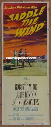 b525 SADDLE THE WIND insert movie poster '57 John Cassavetes, Taylor