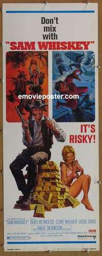 b528 SAM WHISKEY insert movie poster '69 Burt Reynolds, Walker