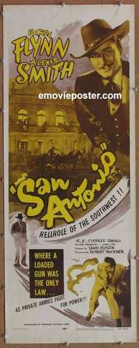 b529 SAN ANTONIO insert movie poster R56 Errol Flynn, Alexis Smith