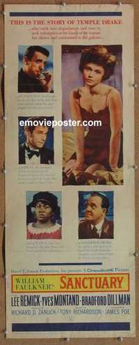 b531 SANCTUARY insert movie poster '61 William Faulkner, Lee Remick