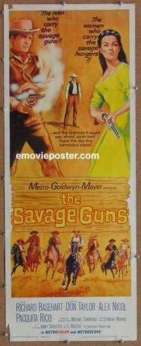 b535 SAVAGE GUNS insert movie poster '62 Richard Basehart, Taylor