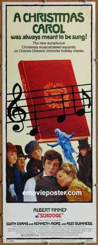 b537 SCROOGE insert movie poster '71 Albert Finney, Charles Dickens
