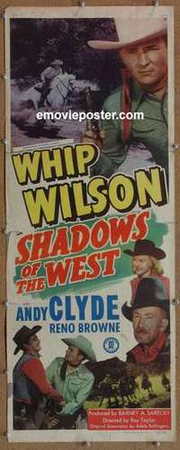 b545 SHADOWS OF THE WEST insert movie poster '49 Whip Wilson