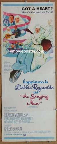 b559 SINGING NUN insert movie poster '66 Debbie Reynolds, Montalban